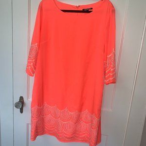 Gianni Bini Embroidered Coral Dress, Size L